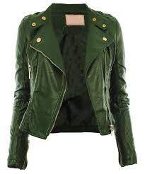 Green Uk 8 Diana New Womens Faux Leather Biker Gold Button Zip Crop Ladies Jacket Leather Jackets Women Green Faux Leather Jacket Cropped Faux Leather Jacket