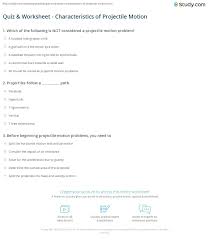 20.00 vectors and projectiles 21. Quiz Worksheet Characteristics Of Projectile Motion Study Com