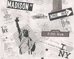 La carta da parati mappe del mondo a cui appartiene mondo dei giornali si distingue per la sua versatilità e capacità di valorizzare qualunque ambiente; Carta Da Parati New York Articolo Di Giornale Vintage Bianco Nero E Argento In Carta Lavabile Boys E Girls 93625 1