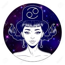 This is the moon sign and ruled. Cancer Zodiac Sign Artwork Beautiful Girl Face Horoscope Symbol Star Sign Vector Illustration Royalty Free Cliparts Vectors And Stock Illustration Image 123479259