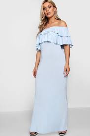 Plus Off Shoulder Ruffle Maxi Dress Boohoo Australia Plus Size Retro Dresses Plus Size Maxi Dresses Plus Size Dresses