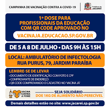 Check spelling or type a new query. Profissionais Da Educacao Acima De 18 Anos Terao Nova Oportunidade Para Receber Vacina Contra A Covid 19 Prefeitura Municipal De Jacarei