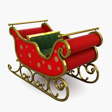 3d Model Sleigh Flying Magic Reindeer Santa Deer Sled Vehicle Snow Christmas Xmas Cartoon C Christmas Sleigh Christmas Sled Miniature Christmas