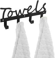 Check spelling or type a new query. Wall Mounted Black Metal Towels Sign With 4 Hooks Kitchen And Bathroo Mygift