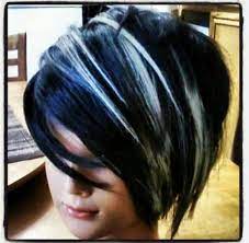 You can get really fancy and get some blue highlights in your black hair too. Edgy Blue Black Dark Hair With Highlights Blonde Highlights On Dark Hair Short Hair Color For Black Hair