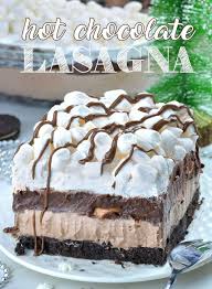 Hot Chocolate Lasagna Completely No Bake Recipe Chocolate Lasagna Dessert Christmas Food Desserts Chocolate Lasagna