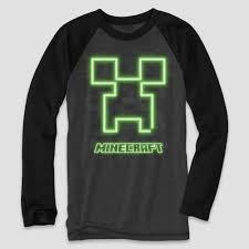 Boys Minecraft Creeper Long Sleeve Graphic T Shirt Charcoal Heather Black M Target Heather Black Neon Shirts Black And Grey