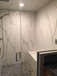 Calacatta Vagli Shower Walls White Marble Look Shower Www Polarstoneus Com Marble Bathroom Marble Shower Walls Marble Bathroom Designs