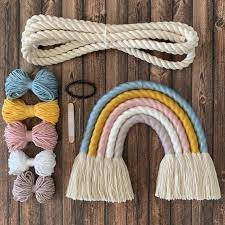 Diy Kit Rainbow Do It Yourself Rainbow Kit Box Wall Decoration Etsy Diy Yarn Crafts Rainbow Macrame Yarn Diy