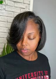 Deep Side Part Layered Silk Press