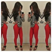 Black And White Striped Shirt With Red Pants Find Out Where To Get The Pants Fashion Fashion Outfits Cute Outfits