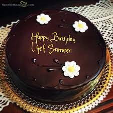 Attractive Birthday Cake For Wife Design I Have Written Chef Sameer Name On Cakes And Wishes On This Birthday Wish And It Is Happy Birthday Cake Images Happy Anniversary Cakes Birthday Cake Chocolate