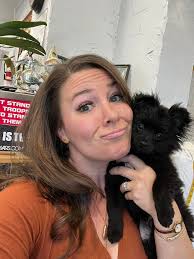 Highlight of my day so far! Picked up a dress at Alterations Connection  today, and got to snuggle this sweet baby while I waited. She's a  Pomeranian poodle mix. My heart!! 😍