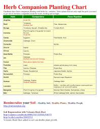 Herb Companion Planting Chart Herbal Gardens