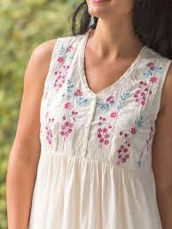 Belle Flower Nighty Ladies Clothing Nighties Dressing Gowns Beautiful Designs By April Cornell Cotton Night Dress Off White Dresses Night Dress For Women