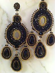 Black and gold chandelier earrings. Gold Earrings Black Gold Chandelier Earrings