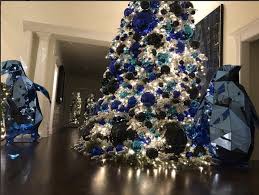 Blue christmas tree, snowflake decor, blue christmas decor ribbondecorbydana. Celebrity Holiday Decorations How Stars Decorate Homes And Christmas Trees 2017