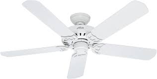 Finally got all three 52 fans installed! Hunter Fan Company 53125 Bridgeport 52 Inch Versatile Indoor Outdoor Damp Rated Home Ceiling Fan With Pull Chain Control Without Light Fixture 52 White Finish Amazon Com