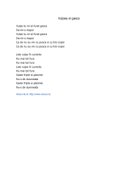 Nu poti cu o trompeta. Vulpea Si Gasca