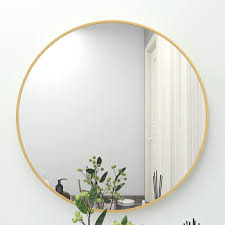 Bathroom mirror, entryway mirror, vanity mirror, living room mirror and so on easy to install: Mercer41 24 Wall Circle Mirror Large Round Gold Farmhouse Circular Mirror For Wall Decor Big Bathroom Make Up Vanity Mirror Entryway Mirror Wayfair