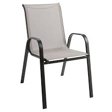 Chair care patio can assist with any kind of exterior design project such as custom furniture, cabanas, built in seating, outdoor swings, firepit seating and more. Taupe Outdoor Steel Sling Stacking Chair At Home