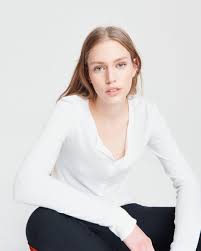 Rag Bone The Rib Henley Tee In White Blond Genius