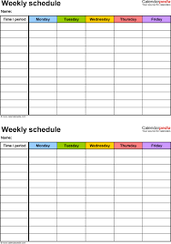 Free Weekly Schedule Templates For Word 18 Templates