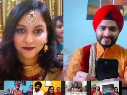 For the family celebration, the couple decorate their hands with henna, wear delicately crafted silk attire, and feed each. Coronavirus Online Weddings The Latest Trend Couple In India Gets Married Over Video Call India Gulf News