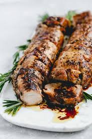 Roast Pork Tenderloin With A Savory Balsamic Glaze Looks Elegant On The Christmas Table And T Roasted Pork Tenderloins Baked Pork Tenderloin Tenderloin Recipes