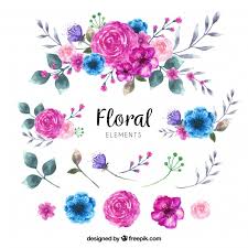Download Free Floral Elements Collection In Watercolor Style Svg Dxf Eps Png Cutting Files Etsy