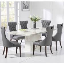 Hamlet Marble Dining Table In White With 4 Tybrook Chairs Dining Table Marble Dining Room Table Marble Marble Top Dining Table