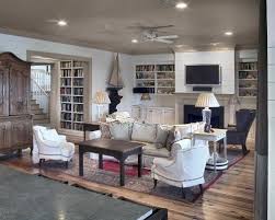 Painted Ceiling To Match The Trim Darker Than Wall Color To Help Make Large Room Cozier But Not So Dark That It F Living Room Built Ins Taupe Living Room Home