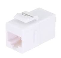 CAT5E Keystone Coupler, Female RJ45(8x8), Snap-In, Thermoplastic, White,  50-Pack