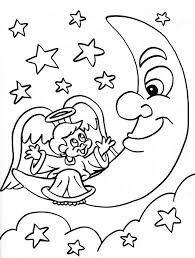 Angel Coloring Page Boy Angel Talking With The Moon Angel Coloring Pages Cool Coloring Pages Coloring Pages