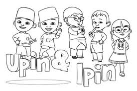 Gudang gambar kartun hitam putih pemandangan phontekno via. Gambar Upin Ipin Hitam Putih Untuk Mewarnai Mewarnai Gambar