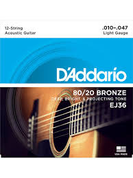 D Addario Ej36 80 20 12 String Bronze Acoustic Guitar Strings Light 10 47 Bigtone
