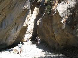 The canyon reaches 1.5km and its width ranges from 3 to 10 meters, with only a few points exceeding that. The Sarakina Gorge Near Mirtos In Crete Greece