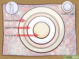 Mar 17, 2021 · soup bowls and salad plates should be centered on the dinner plate, one at a time, and removed before the main course is served. 3 Ways To Set A Dinner Table Wikihow