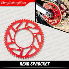 Kungfu Graphics Dirt Bike Rear Aluminum Sprocket 52 Red For Honda Cr Crf Xr 125 150 230 250 500 450 400 650 R Match 520 Chain