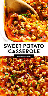 Savory Sweet Potato Casserole Recipe Gimme Some Oven Recipe Sweet Potato Casserole Mashed Sweet Potatoes Healthy Sweet Potato Recipes Casserole