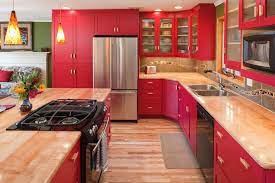 Pin By Alexandra Howard On Casa In 2020 Red Kitchen Cabinets Red Kitchen Decor Vintage Kitchen Decor