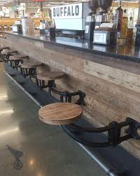Bar stool mounted on rattan frame and reinforced with support ring. Bar Stool Raw Oak And Cast Iron Wall Mounted Counter Seat For Sale At 1stdibs