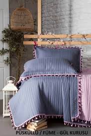 Evim Home Puskullu Yatak Ortusu Seti Cift Tarafli Fume G Kurusu Alkapida Com