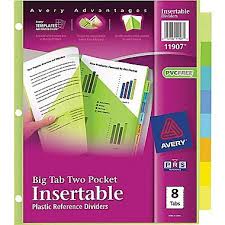 Tab dividers template avery 5 large insertable staples 10. Avery Big Tab Two Pocket Insertable Plastic Dividers 8 Tab Multicolor 11907 Staples Data Binders Binder Dividers Student Data Binders
