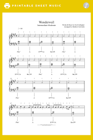 Wonderwall By Oasis Piano Sheet Music Intermediate Level Sheet Music Piano Chords Chart Piano Sheet Music
