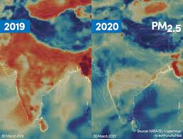 Roxy Mathew Koll On Twitter Pollution Over India Before And After Covid 19 Lockdown These Are Satellite Monitored Pollutant Values Pm2 5 On 30 March In 2019 And 2020 Source Nasa Eu Copernicus Via Earth Nullschool
