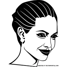 Black And White Vector Face Angelina Jolie Portrait Free Vector Portrait Cartoon Drawings Black And White Drawing