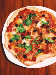 Home Baked Milano Salami Black Olive Mozzarella W Parmesan Rocket Pizza Pizza Vegetable Pizza Food