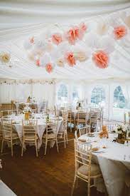 Local Fun Home Made Marquee Wedding Wedding Pom Poms Peach Wedding Flowers Marquee Wedding