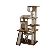 Cat scratching post, and pet toys color icon. Go Pet Club Beige And Brown 53 5 Kitten Tree With Scratching Ramp And Hammock Petco